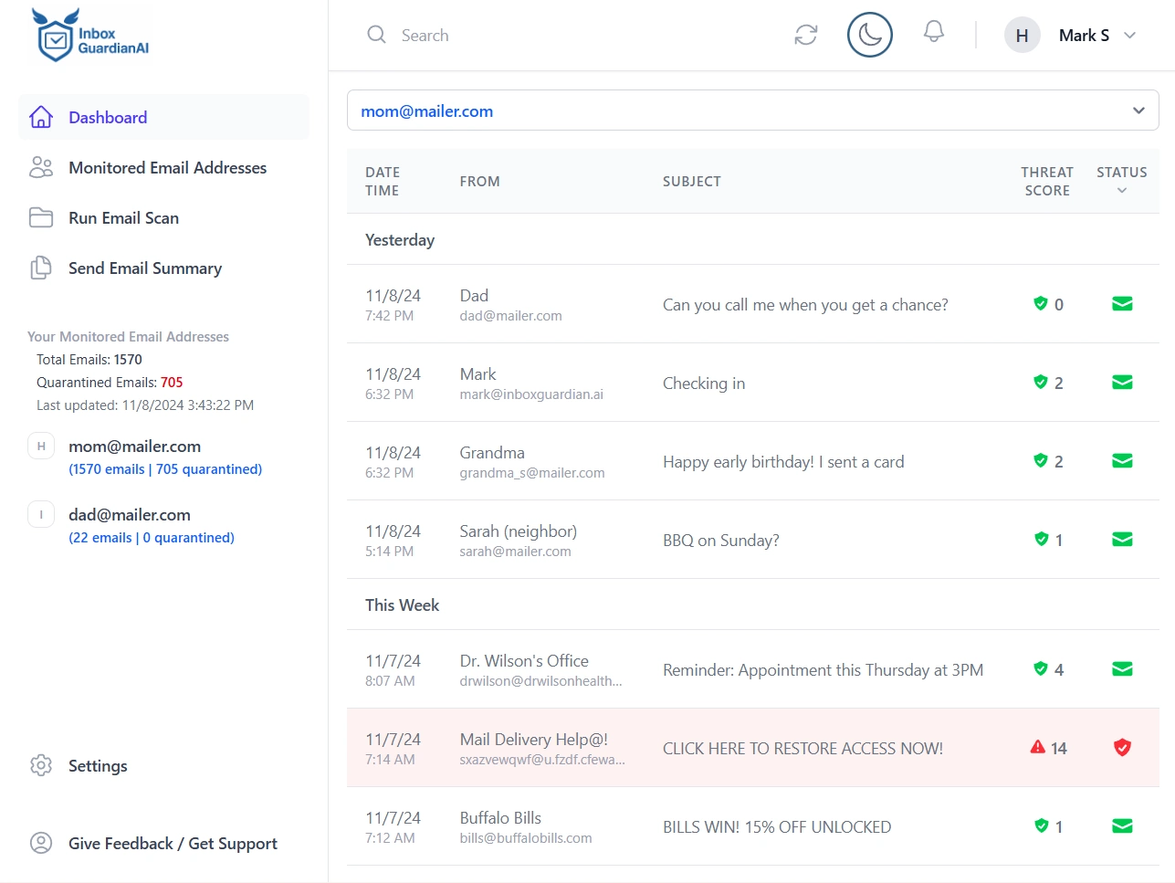 InboxGuardianAI App screenshot